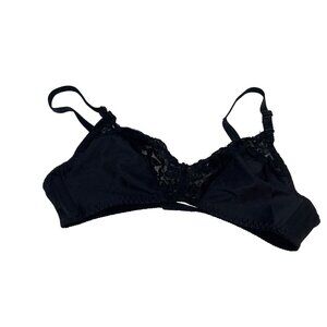 Whisper Soft Black Lace Nylon & Lycra Wireless Bra Size 36 Adjustable Straps 17b